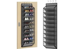 Large Factory 10 Tier Foldable Over the Door Shoe Organizer with Deep Pockets Non-Woven Fabric Hanging Shoe Storage Rack