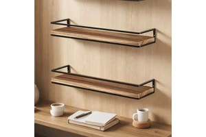 High Quality Burnt Rural Wooden Floating Rack Wall Mounted Storage Rack Suitable for Bedrooms, Living Rooms, Bathrooms, Kitchens