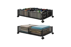 Large Metal Containers Foldable Space Saving Rolling Underbed Drawer Shoe Organizer Under Bed Storage With Wheels for Clothes