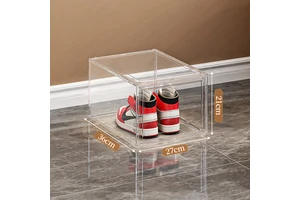 Shoe Box Organizer Stackable Plastic Shoe Box with Front Door Shoe Storage Box Containers for Display Sneakers Easy Assembly