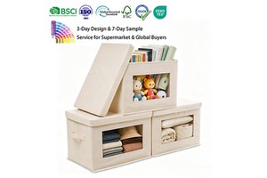 New Square Fabric Large Foldable Storage Box With Handles And Transparent Window Durable Clothes Organizer With Lid