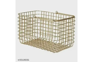 Luxury Gold Plated Iron Wire Modern Multifunction Fruit Vegetable Storage Basket with 1-3L Capacity for Home Kitchen Decor