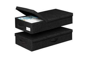 Movable Under Bed Clothes Storage Foldable Under Bed Storage Box With Lid for Organizing Clothes, Shoes, Blankets, Pillows