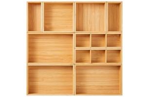 Drawer Storage Box 9-piece Bamboo And Wooden Kitchen Makeup Table Drawer Storage Box Silverware Tableware Wooden Container Tray