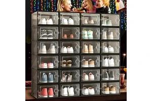 GREENSIDE Double-frame Thick Transparent Plastic Basketball Shoe Storage Box with Foldable Lid-style Design