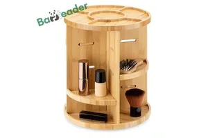 Multi-function Desktop 360 Degree Rotating Wood Cosmetic Makeup Storage Organizer Bamboo Cosmetic Rack