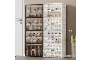 Transparent Visibility Shoe Storage Box Multi-layer for Choose Folding Shoe Organizer Stackable Shoe Box Magnetic Cabinet Door