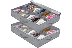 2021 Popular Recycled Foldable Under Bed Storage Shoes Bags With 10 Compartments