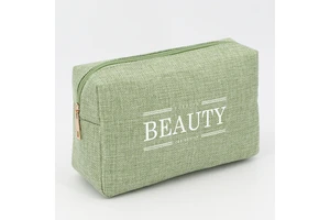 Eco Custom Linen Natural Cosmetic Packaging LOGO Makeup Travel Bag Blank Cosmetic Kit Bag Brush Pouch Promotional Toilet Bag