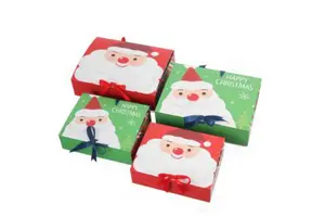 Santa Claus Christmas Magnetic Gift Paper Boxes Rigid Cosmetic Use Corrugated Goodies Candy Chocolate Storage for Party Supplies