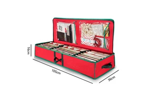 High Capacity Christmas Wrapping Paper Gift Wrap Organizer Box Cross Border Holiday Under-Bed Storage Bag with Reinforced Handle