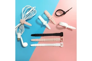 Fishbone Plastic Reusable Minimalist Cable Organizer & Winder Strap for Data Cable Headphone Power Cable Storage