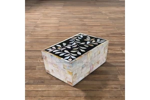 Elegant Handcrafted American Style Floral Mother Pearl Storage Boxes Rectangle Shape Durable Cosmetic Organizer Sea Jewelry