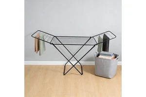 Foldable Metal Frame Clothes Drying Rack Large Capacity Portable Space Saving Modern Bathroom Laundry Stand Airer