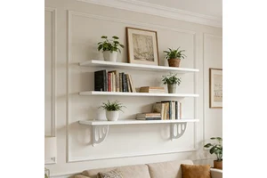 Minimalist Wall Storage Shelf with Hollowed-Out Brackets - Space-Saving Home Organizer