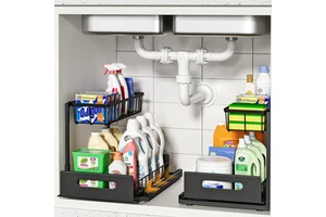 Kitchen Under Sink Organizers and Storage Cabinet Pull-Out L Shaped Pantry Cabinet Organizer Storage Kitchen Storage Rack