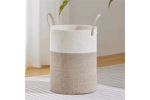 Custom Eco Friendly Woven Collapsible Storage Basket Laundry Baskets Cotton Rope Blankets Clothes Storage Basket for Bedroom