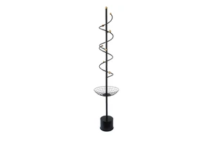 Factory Directly Sale Metal Clothes Tree Hanger Rack with Storage Tray 6 Hooks Multifunctional Standing Coat & Hat Organizer