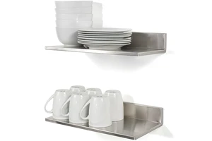 Customizable Brushed Stainless Steel Wall Storage Rack Kitchen Bowl Plate Organizer Anti Oil Custom Size Structure Available