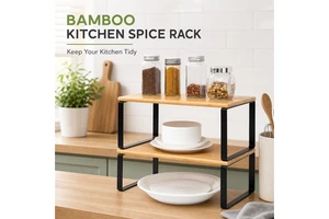 Wooden Handicrafts Kitchen Cabinet and Counter Shelf Organizer Stackable & Expandable