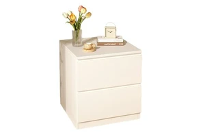 Bedside Table with Cream-Style Edges Modern Design Durable Wood Top for Apartment Home Furniture Bedroom Hospital Use