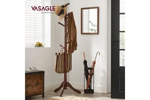 Rotary Coat Rack Freestanding with 3 Shelves and 9 Hooks Coat Tree Storage Rack for Bedroom
