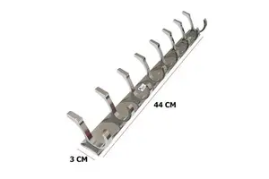 Premium 8 Hook Aluminium Wall Mounted Organizer Rack Heavy Duty Modern Multifunctional Single | Coat Clothes Towel Hat Bag