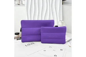 Oem Factory Custom Neoprene Puffy Purple Bubble Pouch Case Beauty Skincare Storage Scuba Toilet Cosmetic Makeup Bag