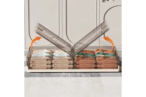 Wholesale Haogle Folding Drawer Type Flat Organizer Household Clothing Folding Under Bed Storage Box With Wheel