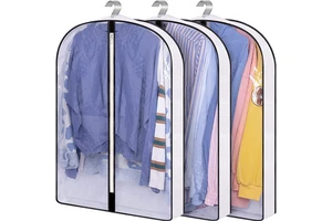 3 Pack Storage Suit for Shirts Jackets Sweater Storage Bag Organizer Clothes Organizer Clear PVC Garment Bag for Hanging Clothes