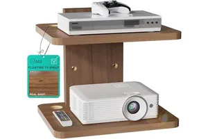 Modern Brown Wood Adjustable Floating TV Wall Mount Shelf Storage for Projector DVD Player Game Console Cable Bathroom & Kitchen