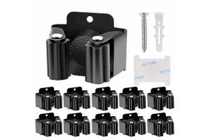 For Hook Mop and Broom Rack Wall-Mounted Organizer Storage Stainless Steel Black Glossy Finish Tools Rack