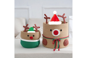Christmas Decorations 2025 Large Capacity Clothes Cotton Rope Basket Christmas Ball Organizer