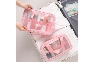 Large Capacity Travel Toiletry Bag Dry/Wet Separation Waterproof PVC+PU Material Multi-Compartment Makeup Organizer Portable