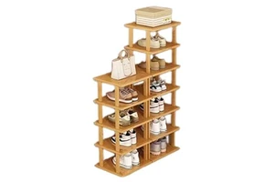 Small Space High Narrow Bamboo Shoe Rack Vertical Storage Rack Closet Entrance Corner Garage Bedroom Stacking Shoe Rack Storage