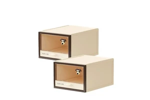 Modern Stylish Cream-Colored Transparent Plastic Single-Tier Durable Multifunction Shoe Storage Box Living Room