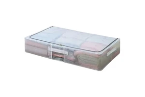 WeavWin Wholesale Large Transparent PVC Aluminum Quilt Storage Box Zipper Flat Waterproof Moisture-Proof Underbed Storage Bin