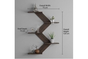 Wall Mounted Wooden Shelf Minimalist Design Five Tier Storage Rack for Living Room