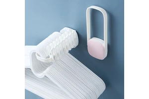 Multifunctional Plastic Single-Tier Foldable Wall-Mounted Clothes Hanger Storage Rack for Living Room Bathroom or Balcony