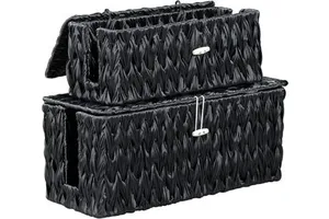 YULIN JIAFU Management Box,2 Pack Large & Medium Rattan Cable Organizer Box for Power Strip,2 Open Slots Cords Hider Box