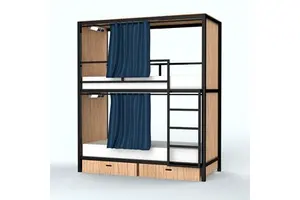 Compact Capsule Hotel Bed System | Stackable Metal Bunks With Personal Storage & Privacy Features