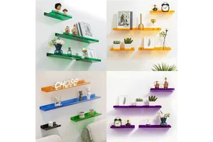 Factory Custom Neon Floating Acrylic Wall Shelves Storage Decorative Wall Mounted Display Shelves Ledge Display Rack Organizer