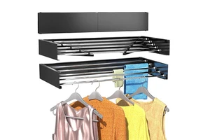 Upgraded Durable Iron Space Saving Rack Foldable Wall Mounted Clothes Drying Rack
