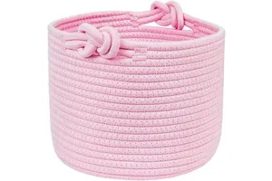 Woven Rope Storage Snack Storage Area Decorative Storage Baskets for Organizing,Cute White Storage Basket,Round