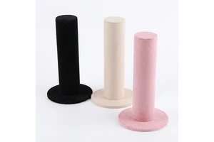 Velvet Scrunchie Display Stand Vertical Hair Ties & Bands Scarf Storage Holder Cylinder Retail Shop Vanity
