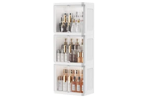 High-End Dustproof Desktop Makeup Organizer Large Capacity Cosmetic Storage Box Aluminum Rectangle Shape Plastic Makeup Case