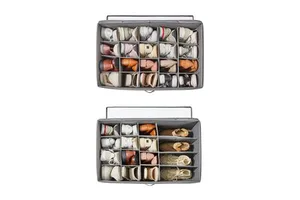 Space Saving Shoe Storage Organizer Cabinet Foldable Shoe Storage Box with Adjustable Dividers Fabric Shoe Organizer for Closet