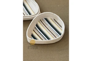 Pack of 2 Handwoven Cotton Braided Decorative Storage Baskets Tear Shape (9x3x11 & 11x3x13)