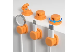 Plastic Durable Office Accessories Desk Organizers Charging Cable Organizer Storage Holder 360 Rotatable Spring Cord Organizer
