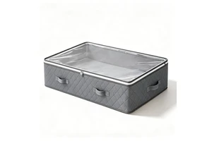 Under Bed Foldable Storage Bag 4 Handles Clear Window Dustproof Quilt Clothes Organizer Bin For Closet Space Saving